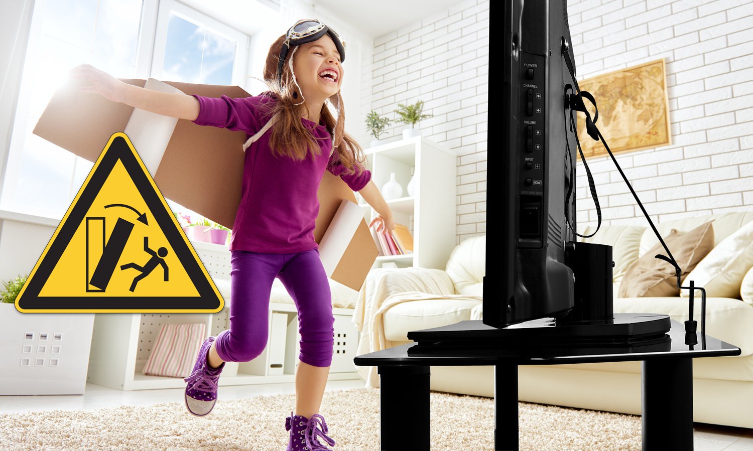 Mount-It! secure TV stand to wall or cabinet in a modern living space.