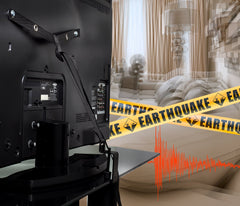 Mount-It! VESA 200/400 fit strap securing a flat-screen TV to a wall.