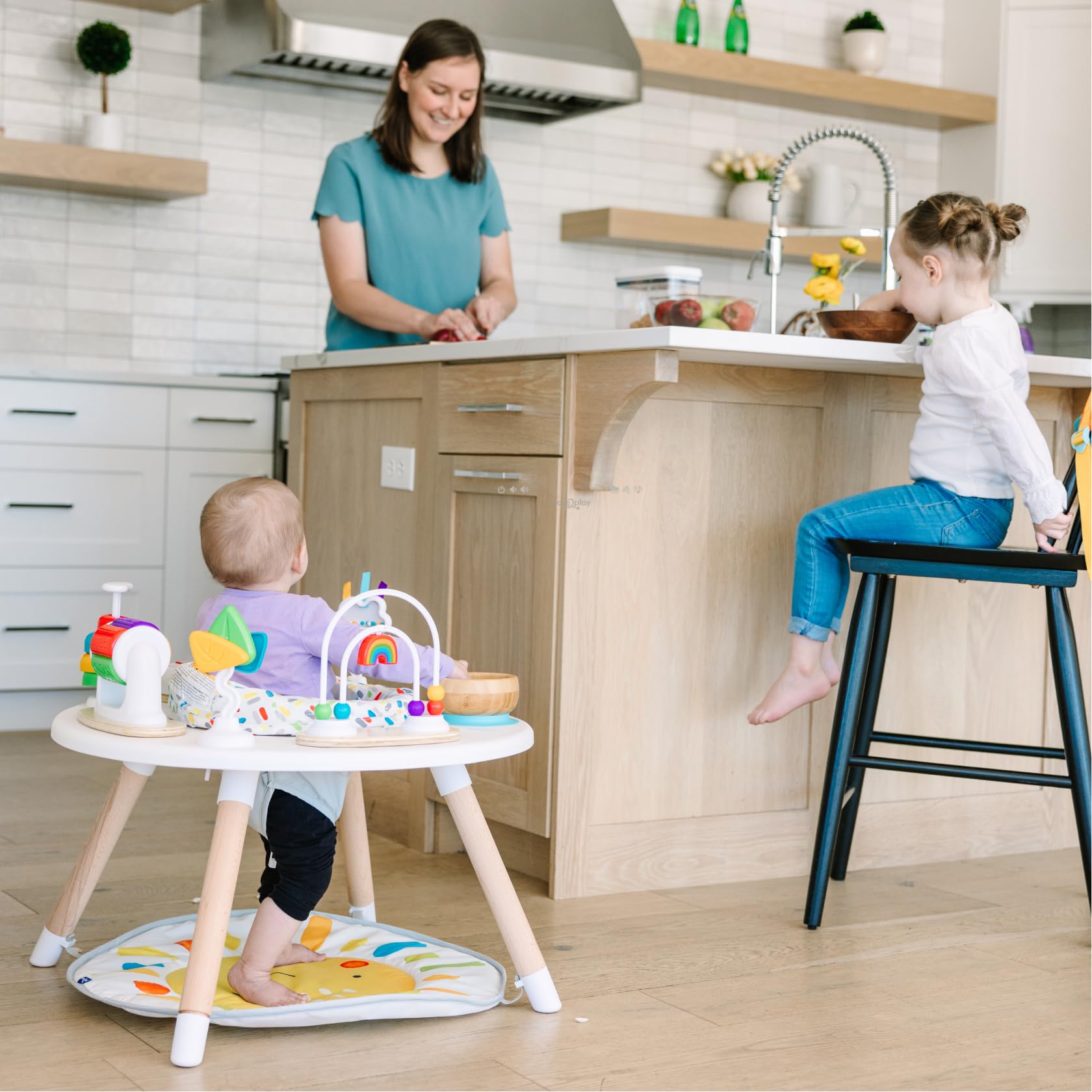 Move2Play 4-in-1 activity center includes batteries so play starts immediately.