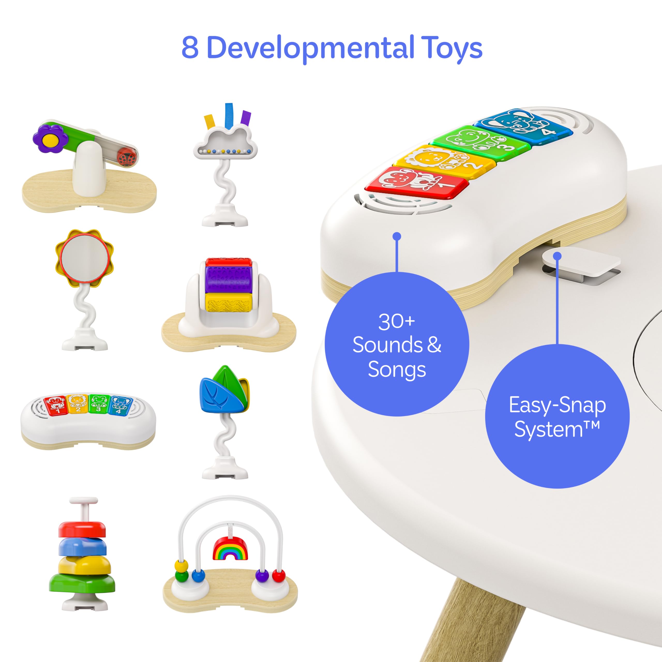 Move2Play 4-in-1 activity center piano toys inviting music, letters, and color recognition.