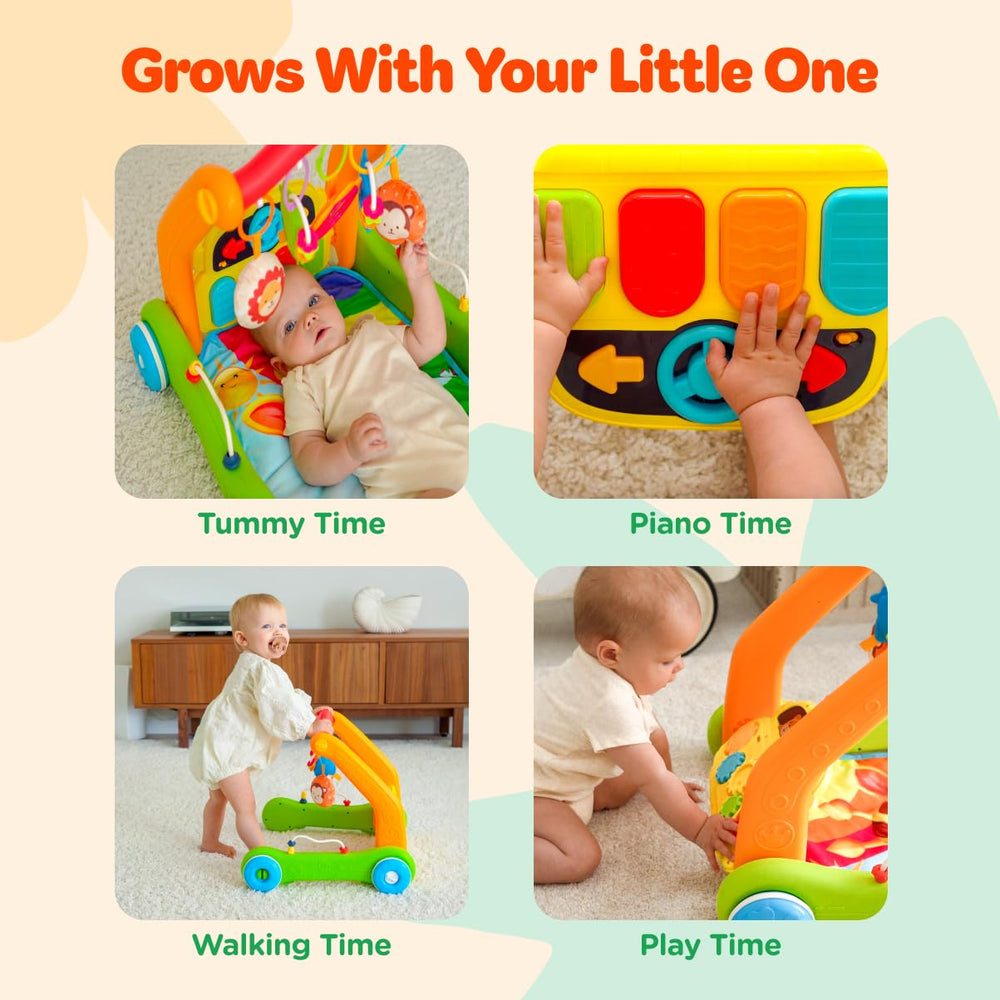 Move2Play activity center supports sitting and playing with baby-safe textures.