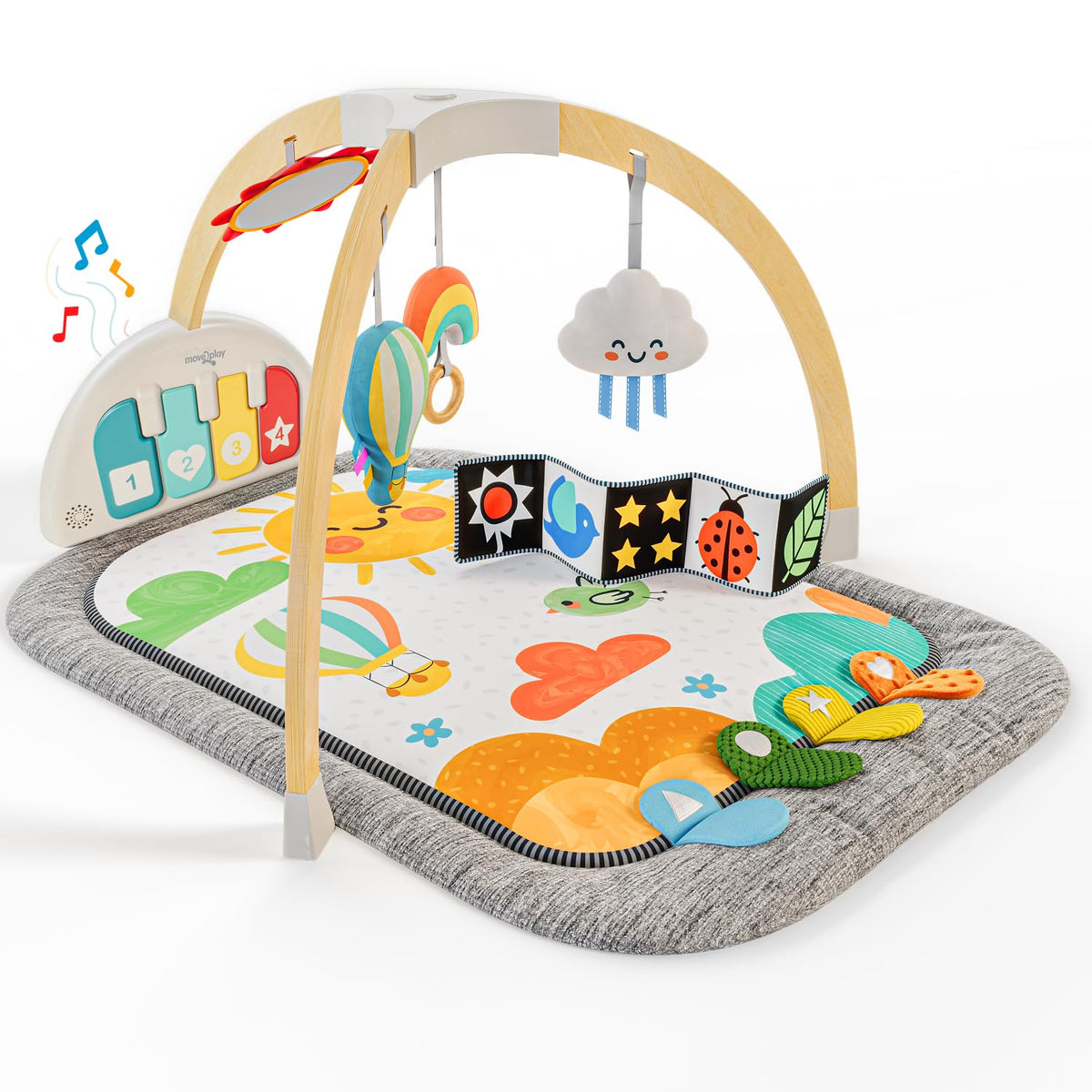 Move2Play kick piano with removable piano for baby music play and sensory exploration.