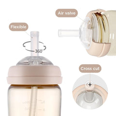 MOYUUM bottle with weighted straw for stable sipping as it tilts.