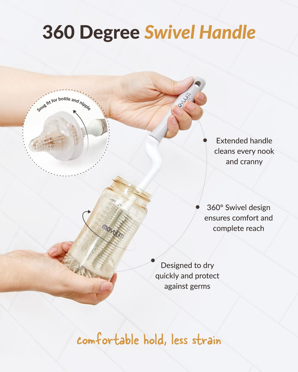 MOYUUM hanging hole for convenient drying and storage between uses