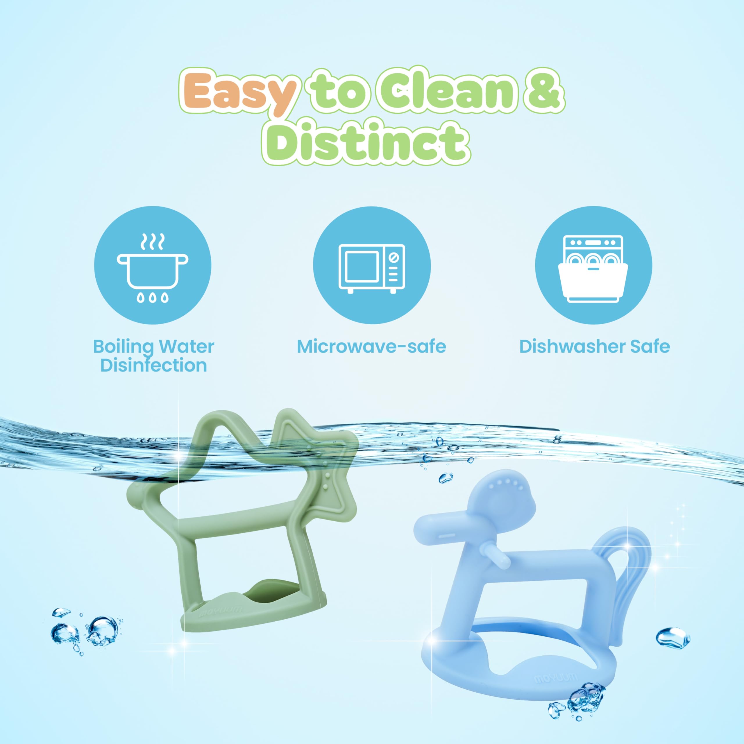 MOYUUM hygienic self-standing design promotes cleanliness and display