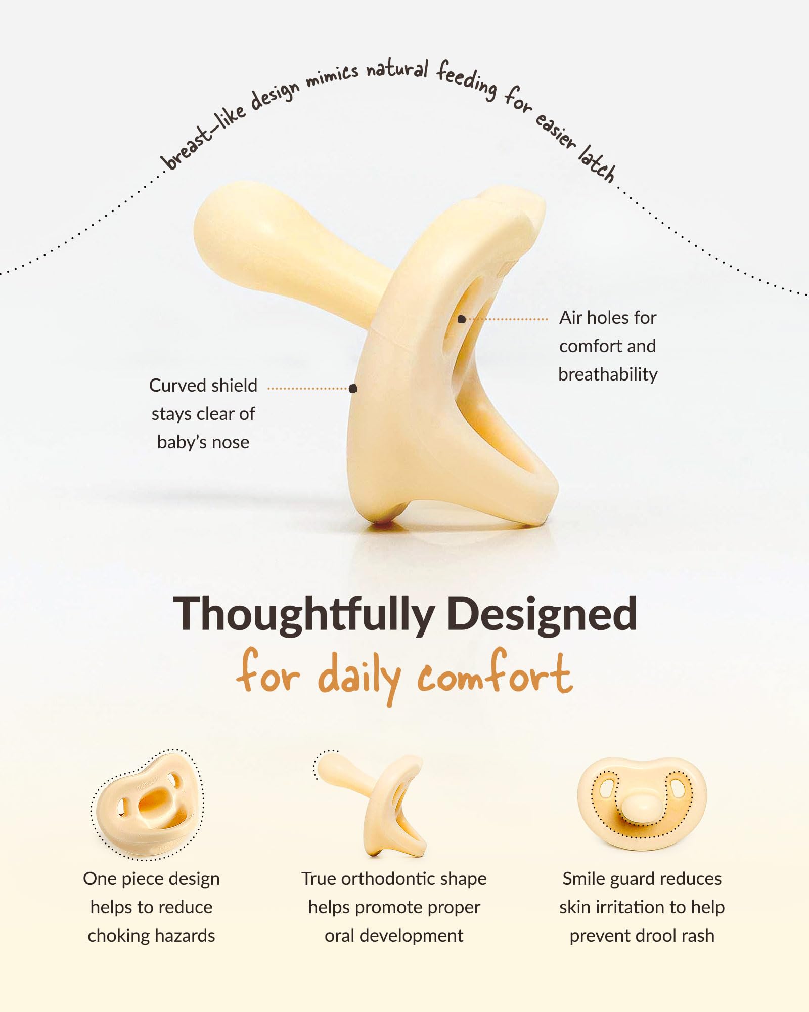 MOYUUM orthodontic nipple design supporting easy latch