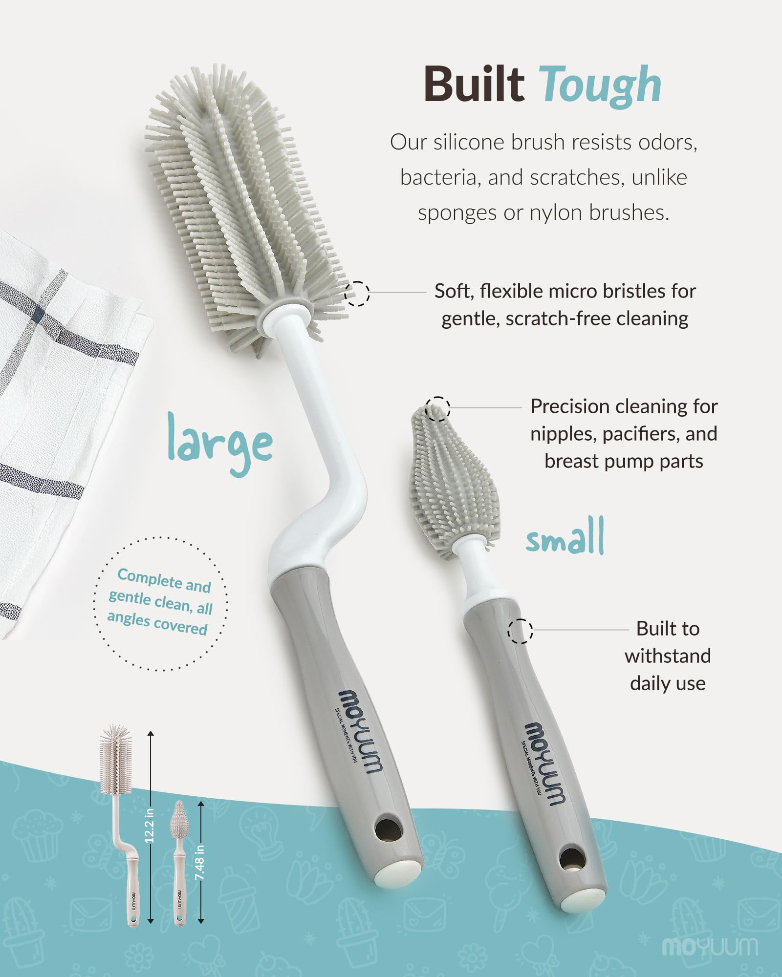 MOYUUM platinum silicone material ensures safe, durable cleaning