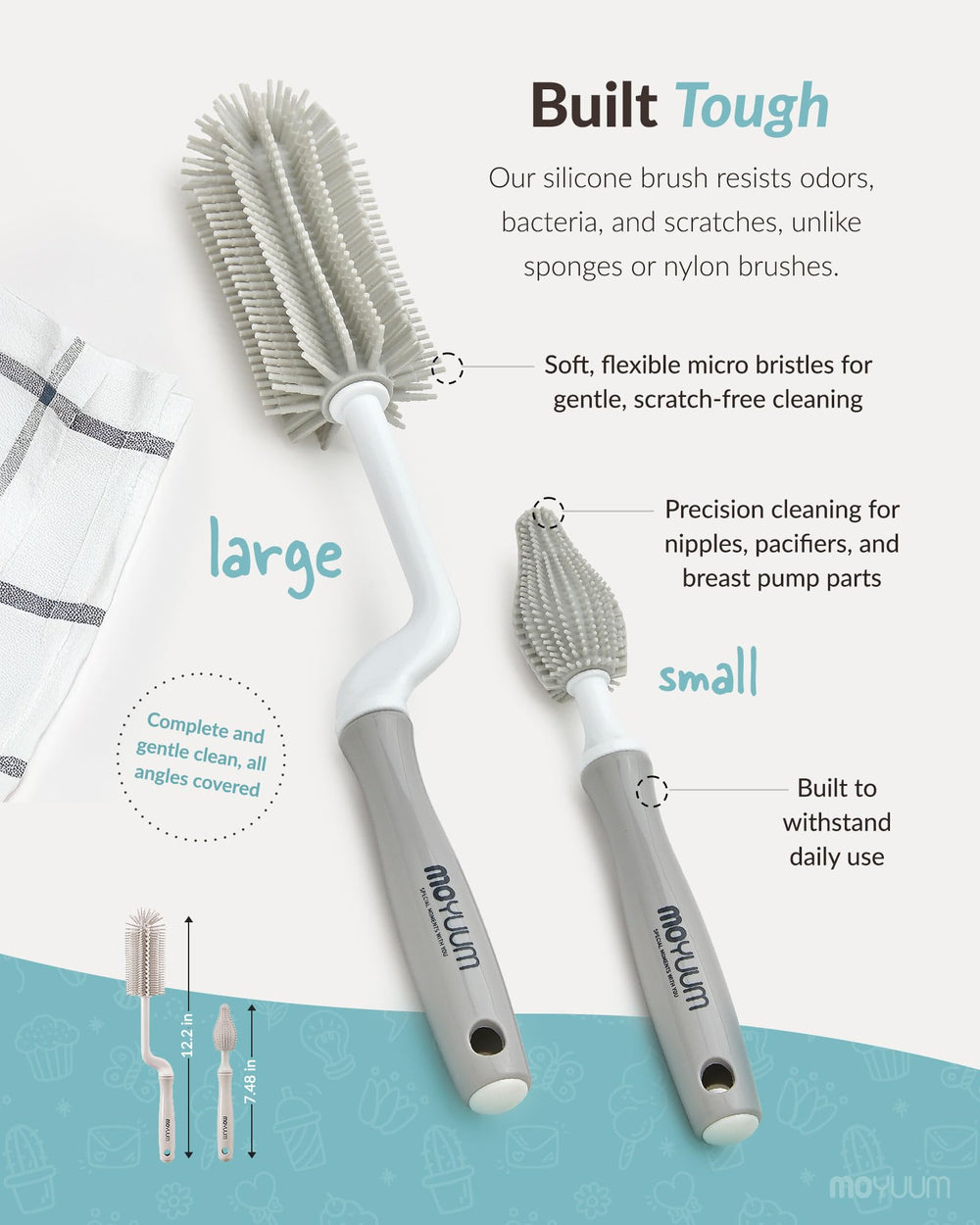 MOYUUM platinum silicone material ensures safe, durable cleaning