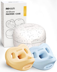 MOYUUM silicone macaron pacifier pack front view showing mango and blue colors for newborn comfort