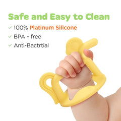 MOYUUM pony teether close-up texture shows multi-textured surfaces for soothing gums.