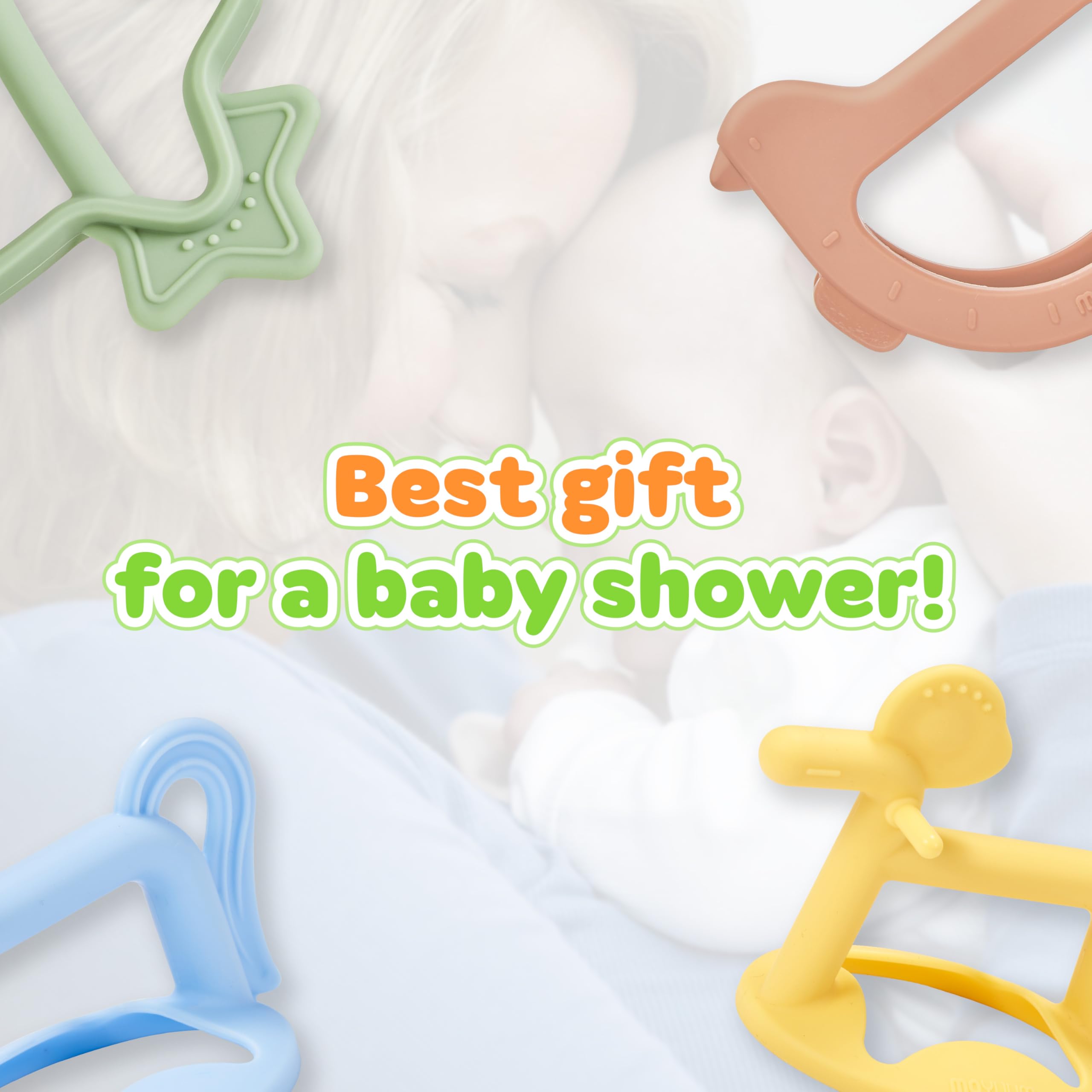MOYUUM wearable teether on the baby's wrist for on-the-go soothing