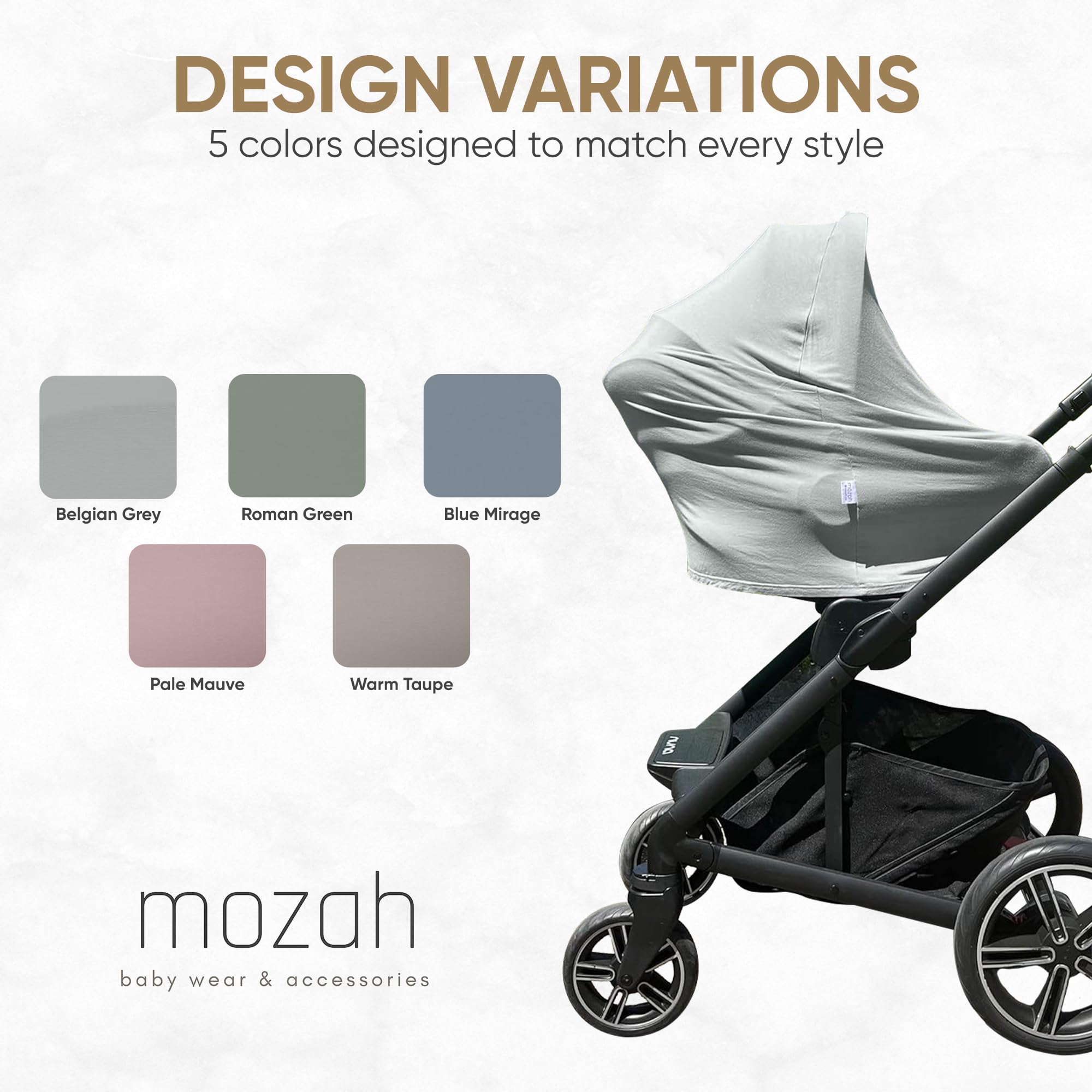 MOZAH soft breathable rayon fabric drapes gently over baby and caregiver