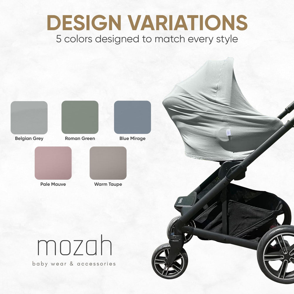 MOZAH soft breathable rayon fabric drapes gently over baby and caregiver