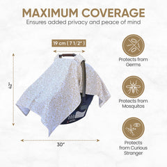 MOZAH Beige Leaves cover—durable stitching for long-lasting use during car trips