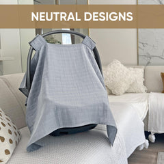 MOZAH Belgian Grey muslin cover showing airy breathable fabric.