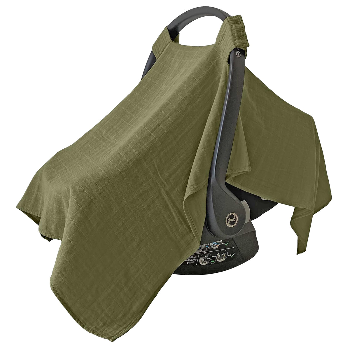 MOZAH baby car seat cover in olive green offers soft, breathable protection for travel