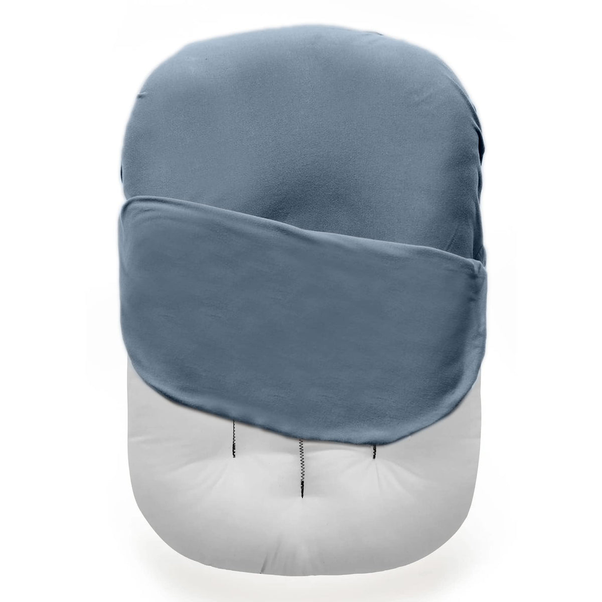 MOZAH baby lounger cover blue mirage showcases soft cotton fabric for newborn comfort.