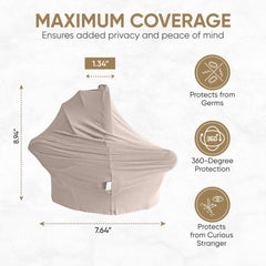 MOZAH nursing cover provides breathable, discreet feeding with soft, stretchy fabric.