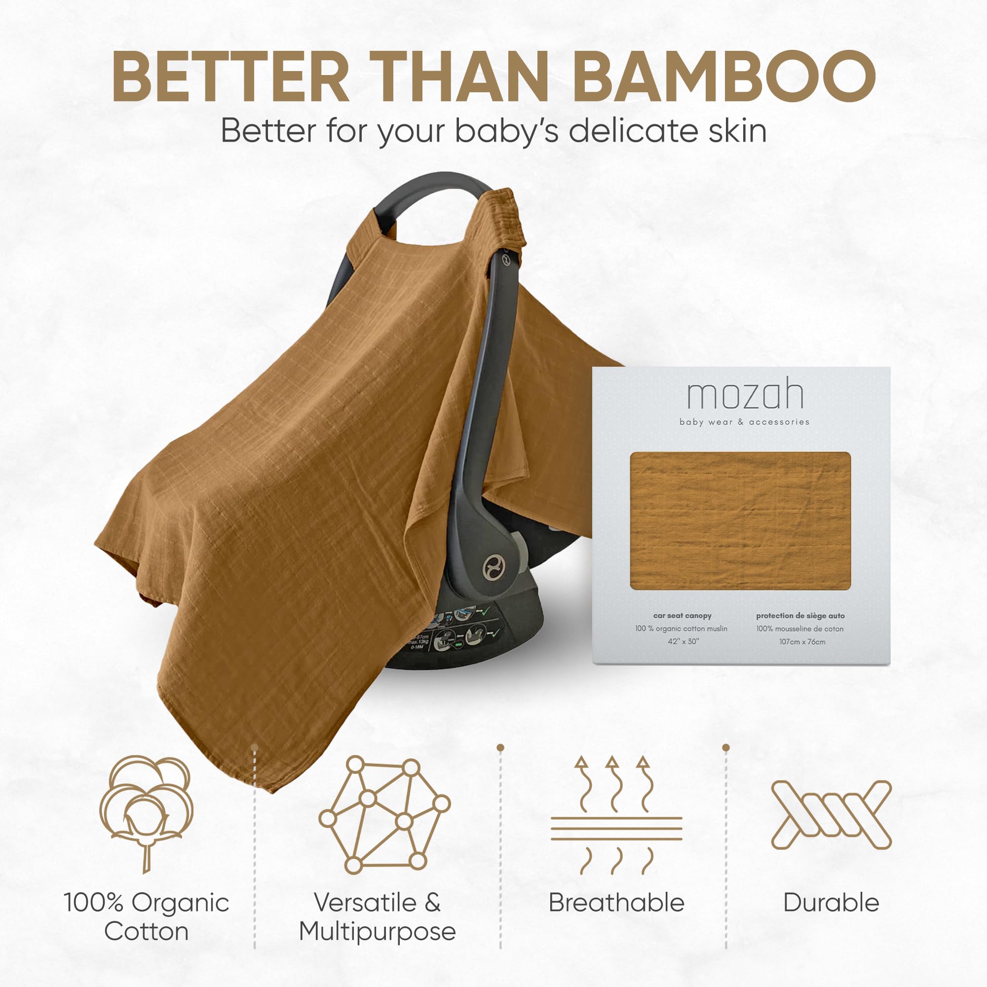 MOZAH easy-care washable muslin demonstrating low-temperature washing benefits.