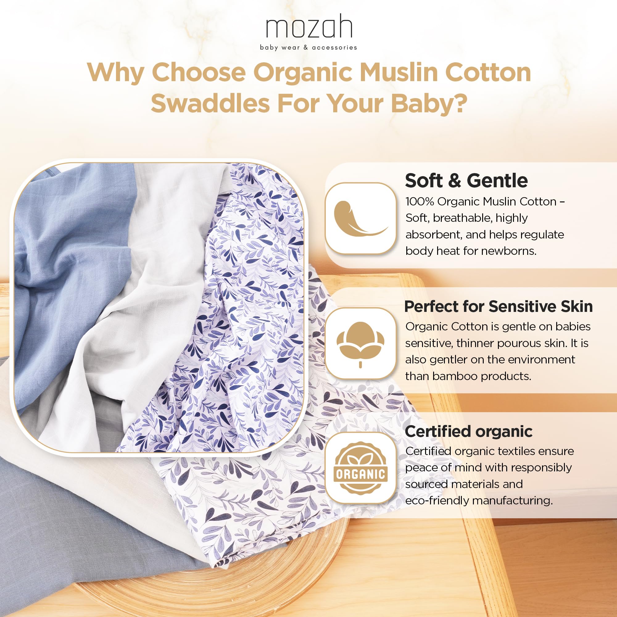 MOZAH gift-ready swaddle set ideal for baby showers