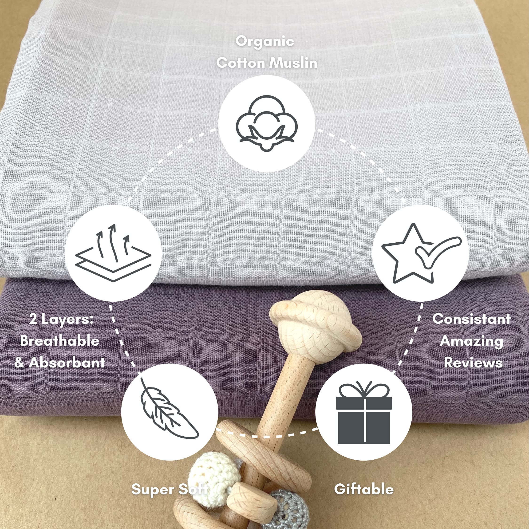 MOZAH gift-ready two-pack swaddle blankets ideal for baby showers.