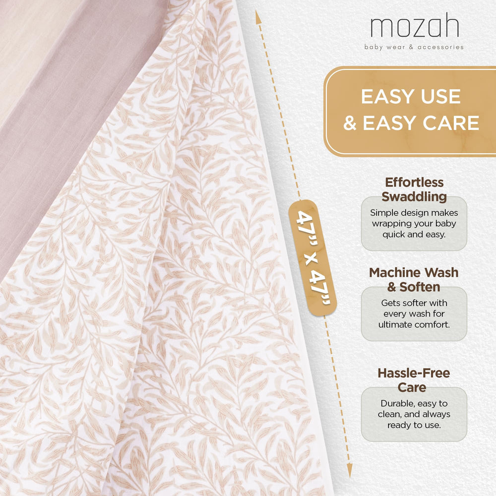 Mozah muslin swaddle beige: soft, breathable warmth for peaceful newborn swaddling.