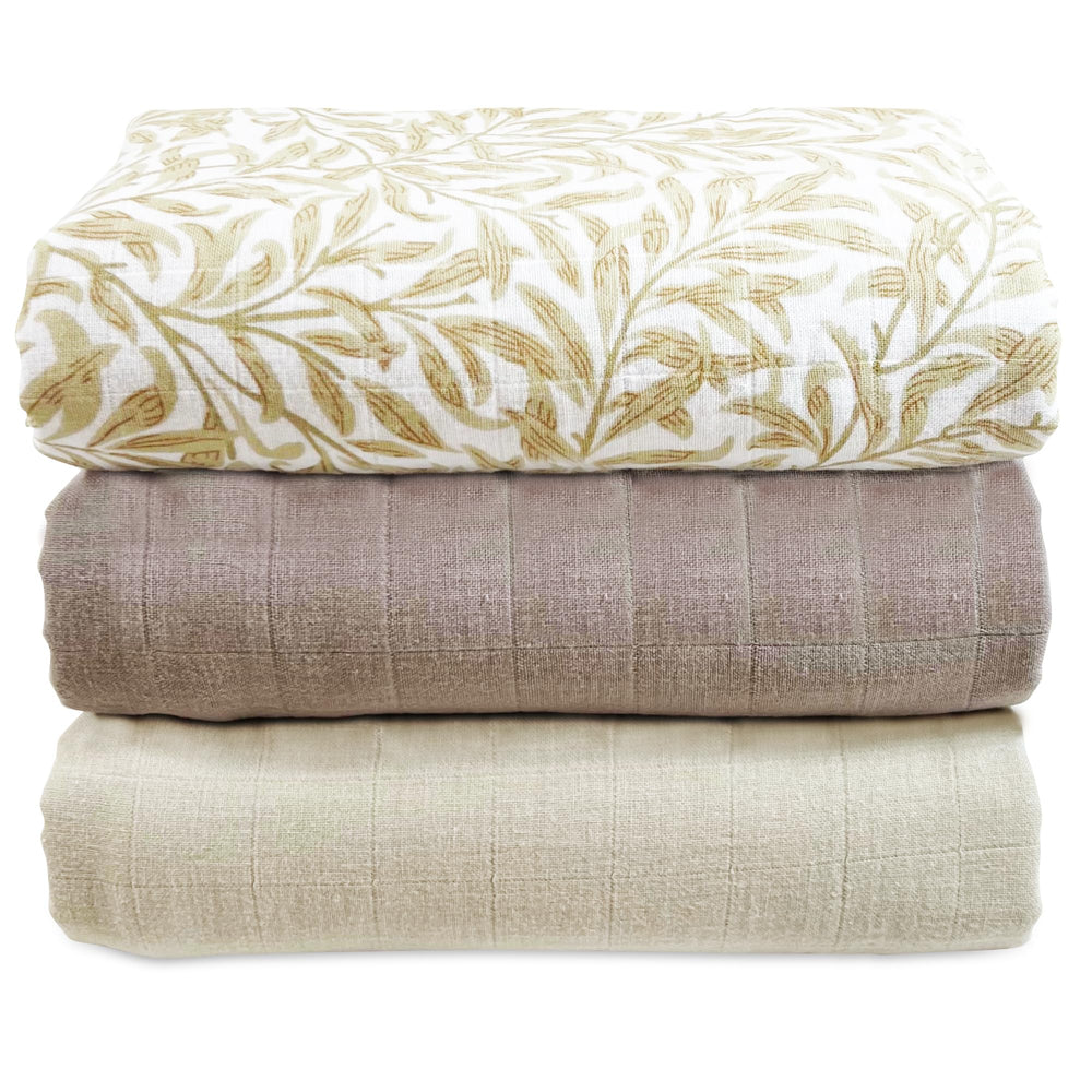 Mozah muslin swaddle brown: breathable, cozy newborn comfort for day and night use.
