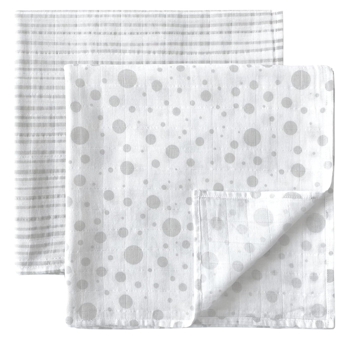 MOZAH Organic Muslin Swaddle Stripes-Dots 2-pack offers breathable newborn comfort