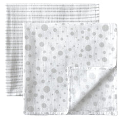 MOZAH Organic Muslin Swaddle Stripes-Dots 2-pack offers breathable newborn comfort