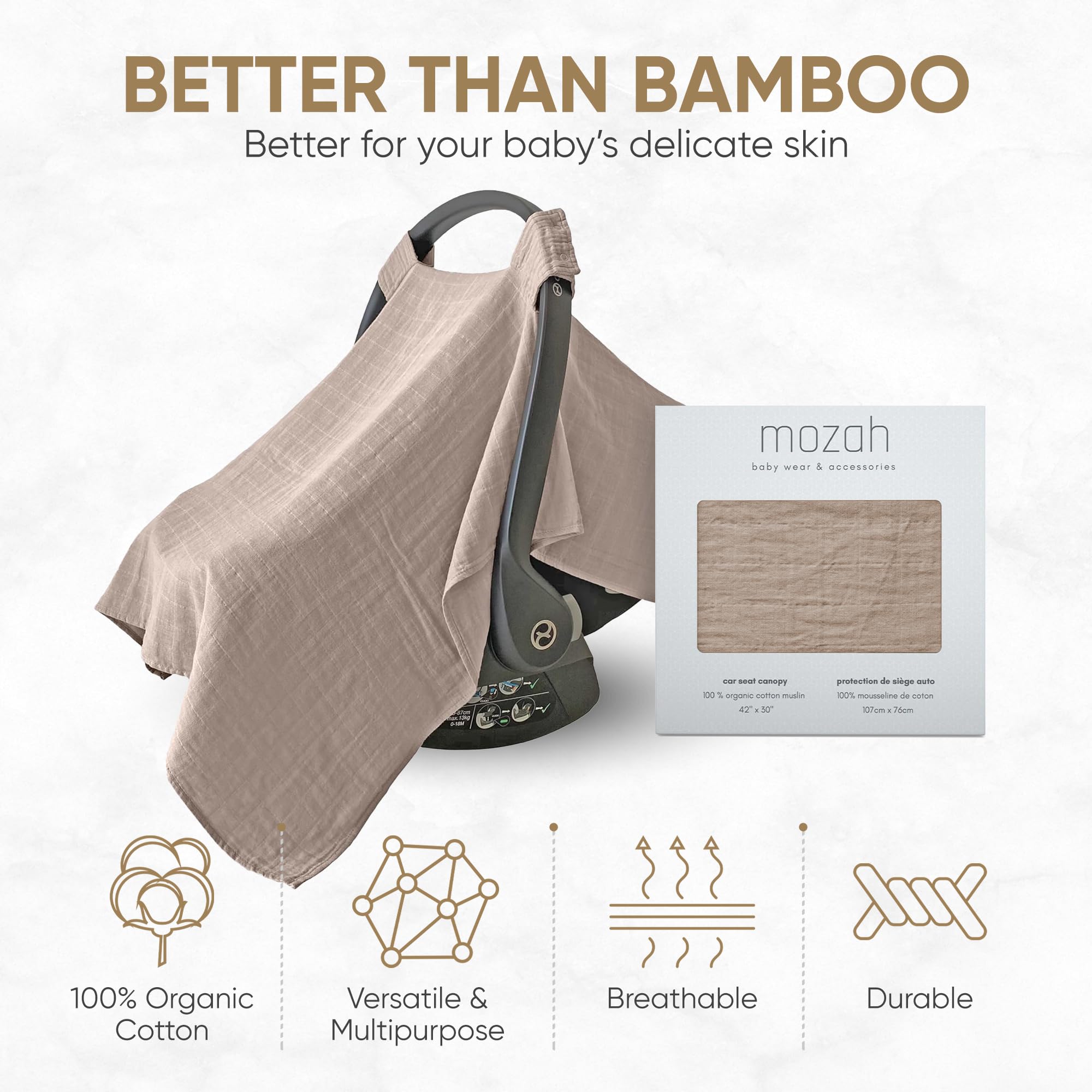 MOZAH neutral design image conveys versatile nursery styling for any décor.