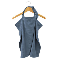 MOZAH nursing cover Blue Mirage highlights breathable muslin fabric for comfortable feeds.