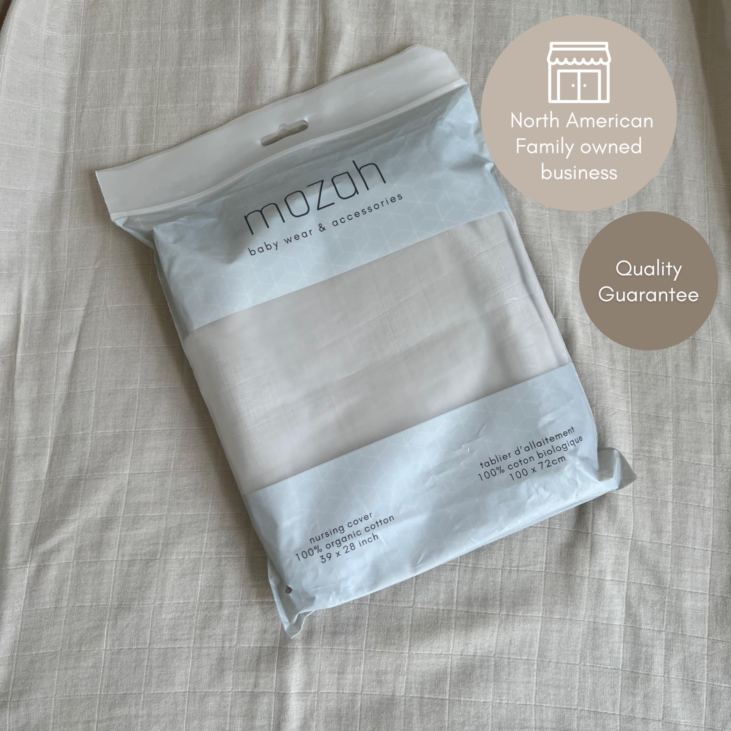 MOZAH nursing cover in-use image with mom and baby sharing a moment