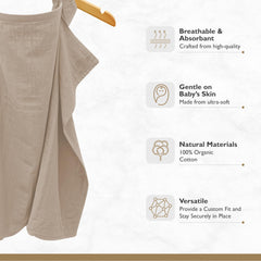 MOZAH nursing cover closeup on soft muslin fabric for breathable comfort