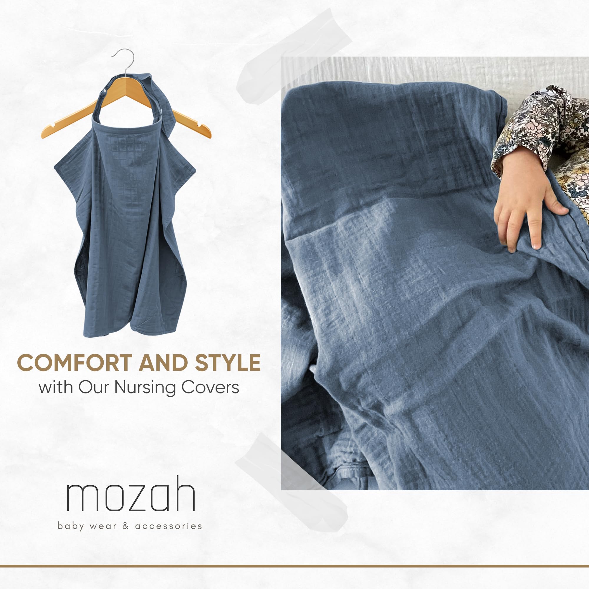 MOZAH nursing cover terry pockets assist quick spill cleanup.