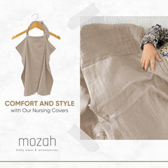 MOZAH nursing cover shows terry pockets for spill cleanup during feeds