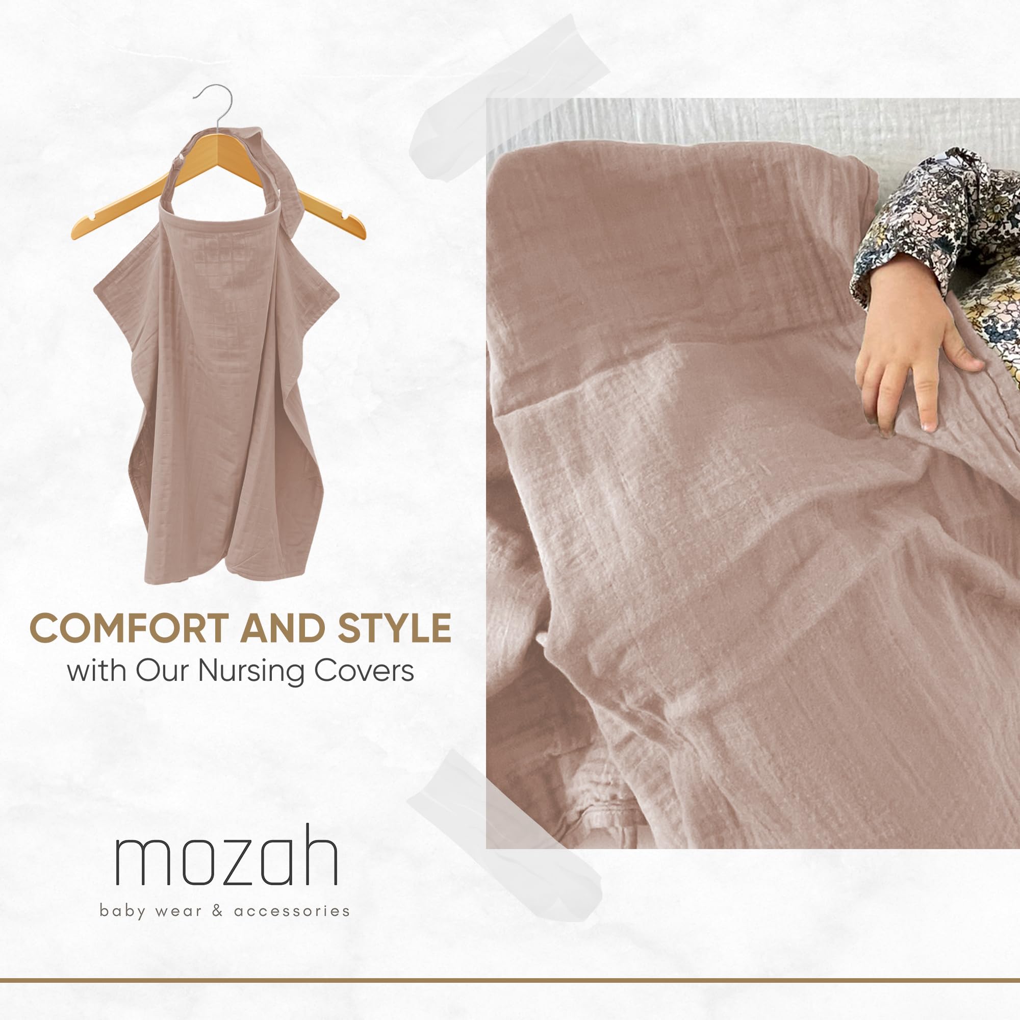 Mozah nursing cover terry pocket for quick spill cleanup during feeds.