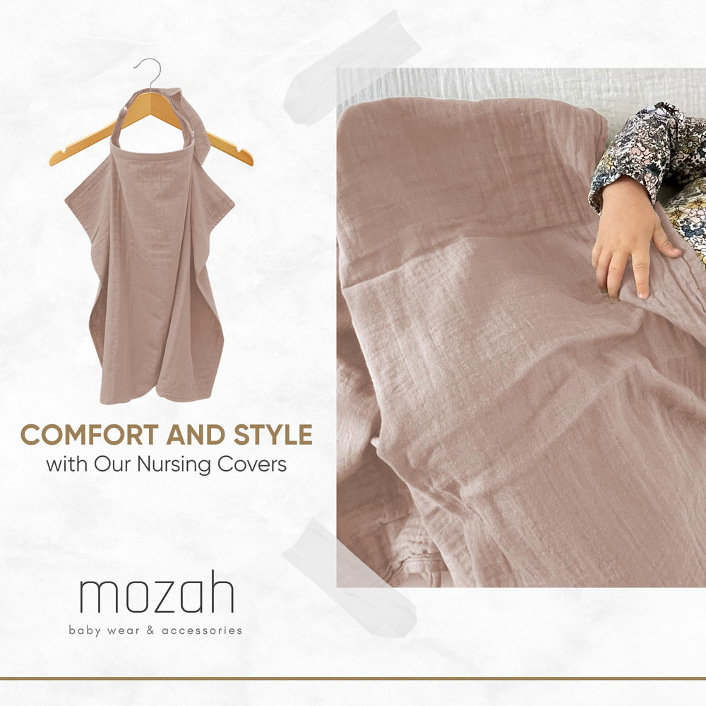 Mozah nursing cover terry pocket for quick spill cleanup during feeds.