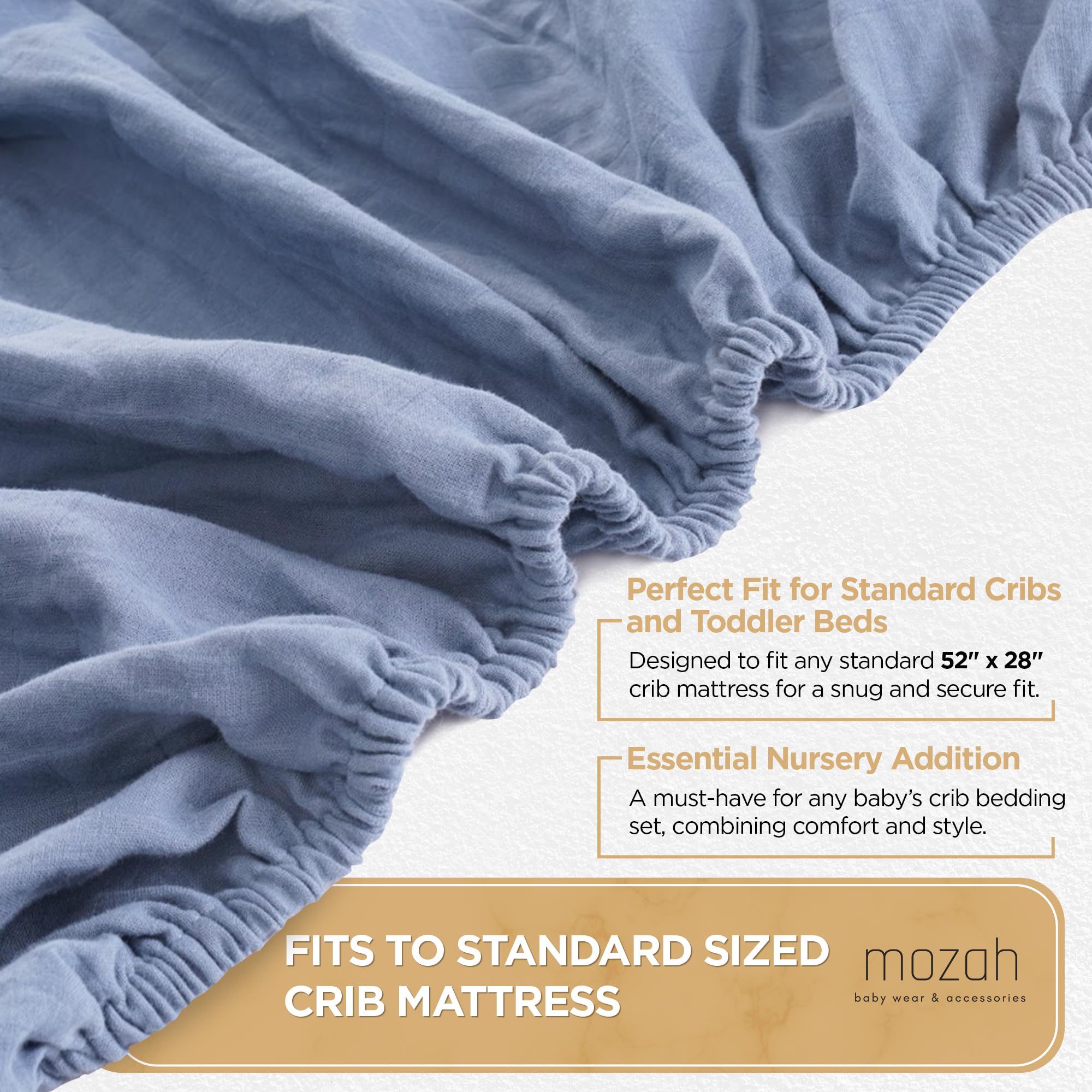 Mozah blue two-pack crib sheets ready for quick changes