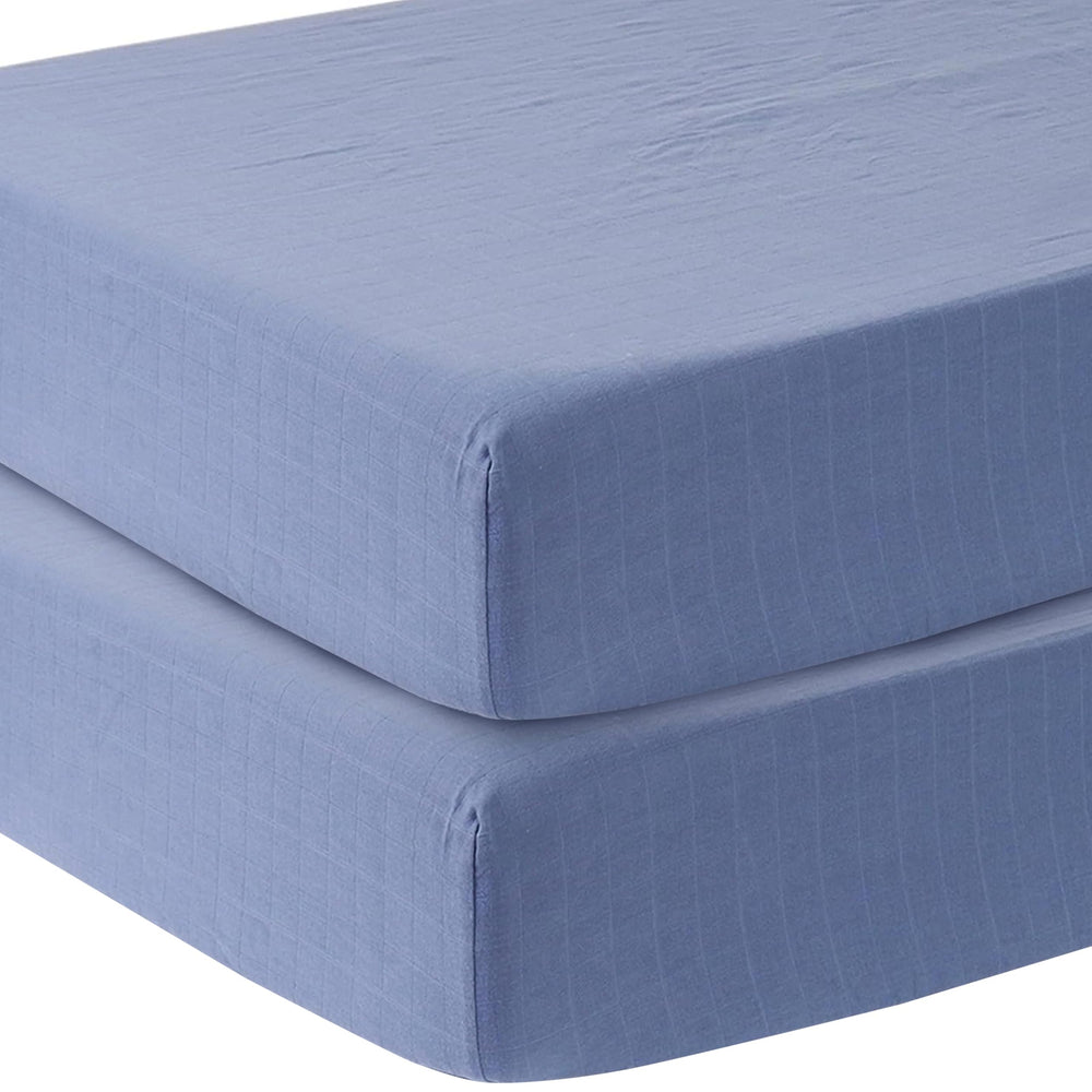 Mozah Organic Muslin Crib Sheets close-up texture highlighting breathable fabric for baby sleep