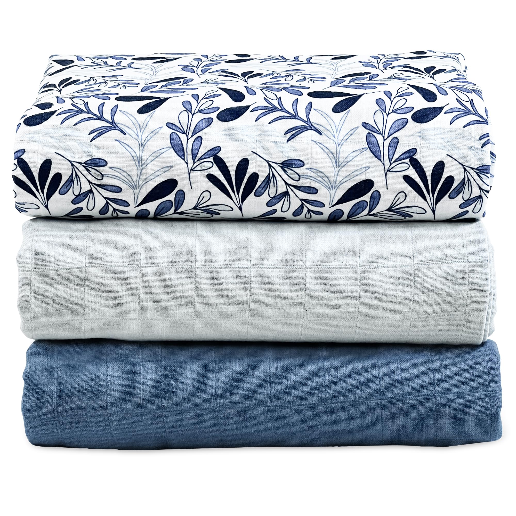 MOZAH grey organic muslin swaddle 3-pack for gentle newborn comfort