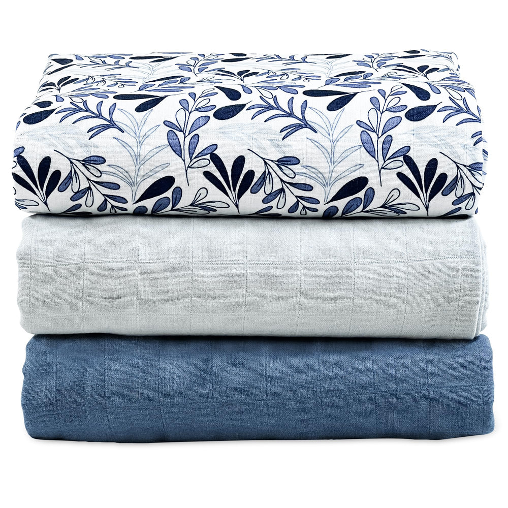MOZAH grey organic muslin swaddle 3-pack for gentle newborn comfort