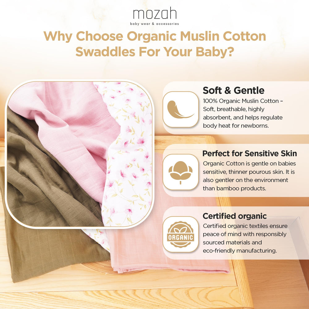 MOZAH muslin texture closeup: breathable organic cotton with durable, easy-care fibers.