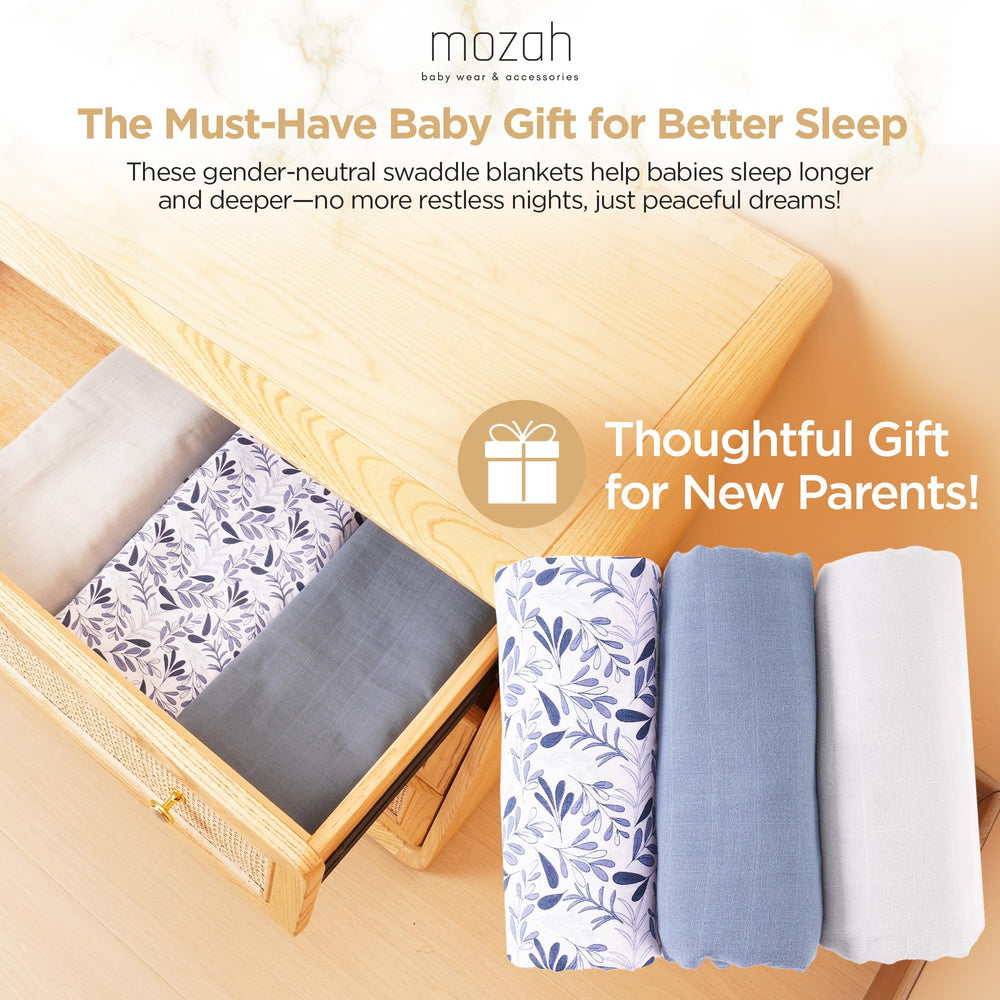 MOZAH swaddle on newborn for cozy, secure sleep