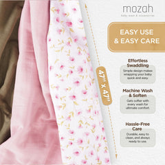 MOZAH swaddle olive closeup: plush double-layer muslin for safe, breathable comfort.