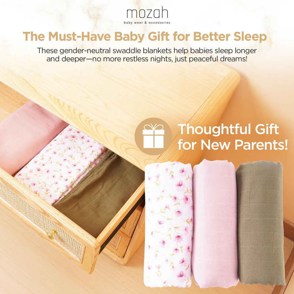 MOZAH swaddle security blanket use: versatile year-round comfort that grows with baby.