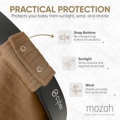 MOZAH universal-fit car seat cover shown on a standard seat for easy installation.