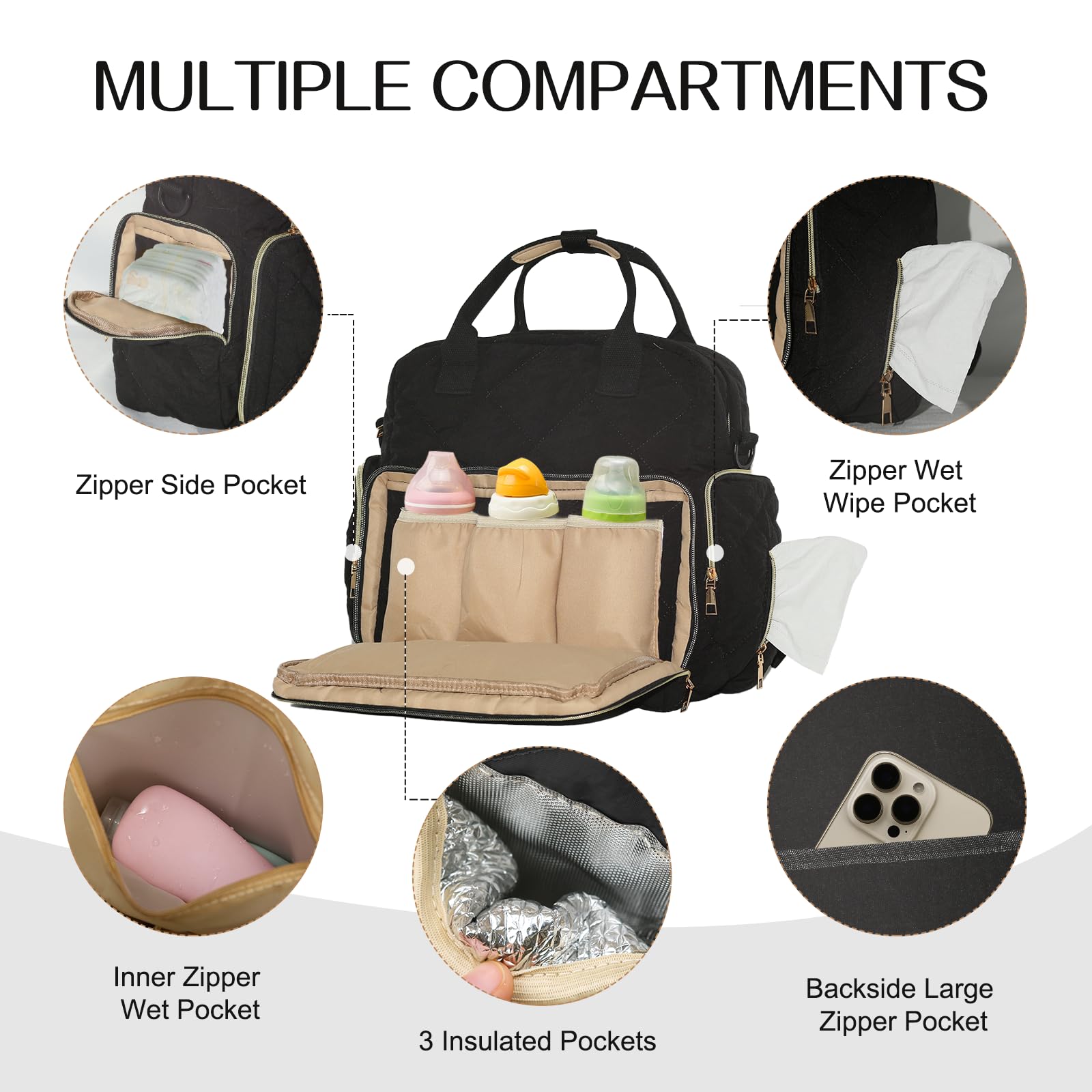 Mozzilog 6-in-1 diaper bag transitions between carry styles