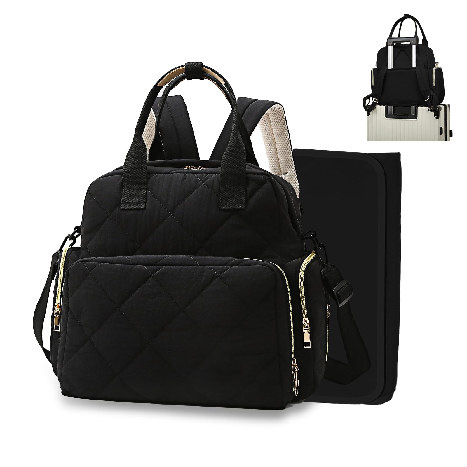 Mozzilog large diaper backpack with changing pad for on-the-go diaper changes