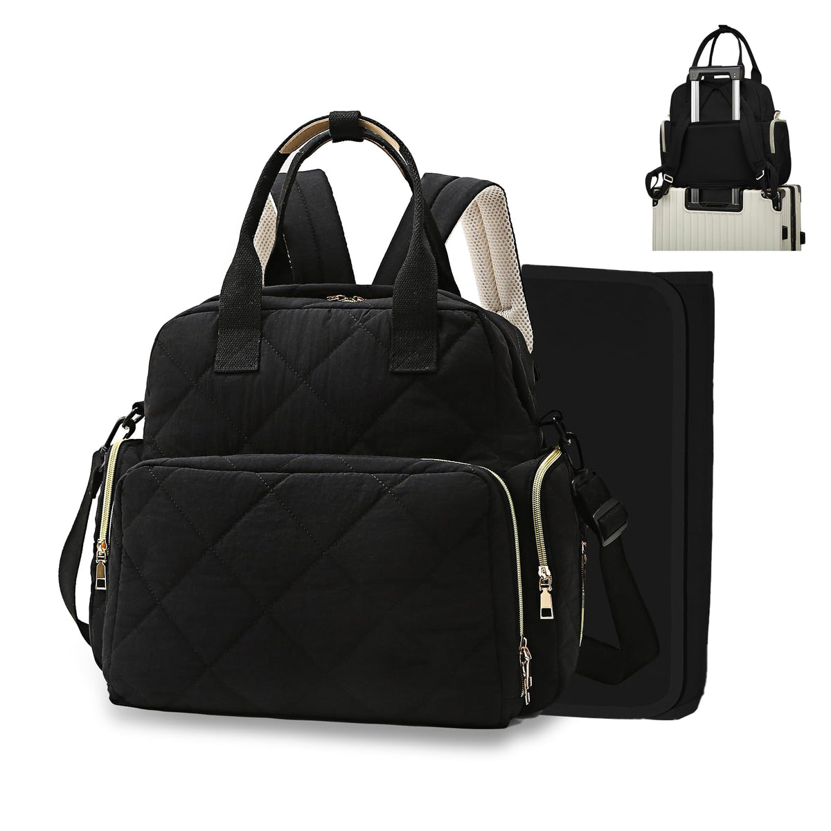 Mozzilog large diaper backpack with changing pad for on-the-go diaper changes