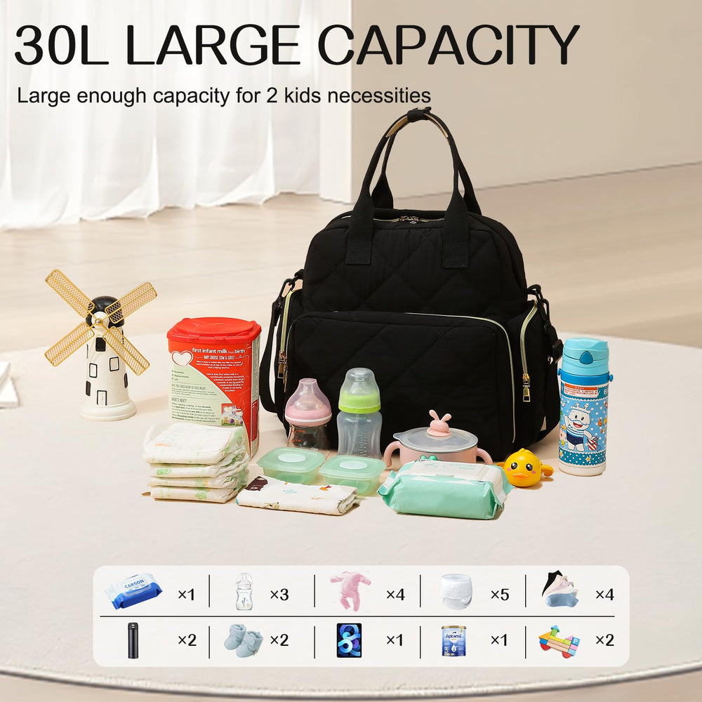 Mozzilog quilted embroidery diaper backpack for daily use
